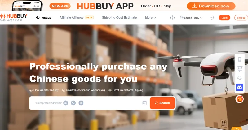 HUBBUY home page as it looked on 2026-10-08